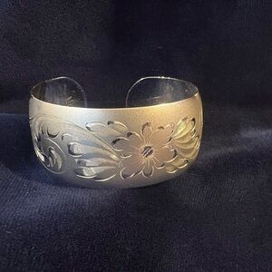 Sterling silver, engraved, bangle bracelet